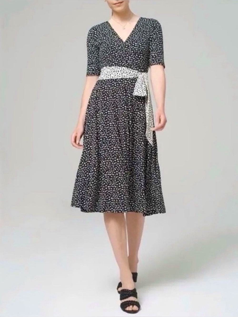 NWT WHITE HOUSE BLACK MARKET Confetti Animal Print Wrap Dress Size 6